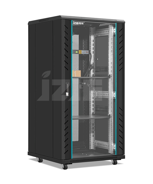 黑色玻璃門(mén)24U網(wǎng)絡(luò)機(jī)柜